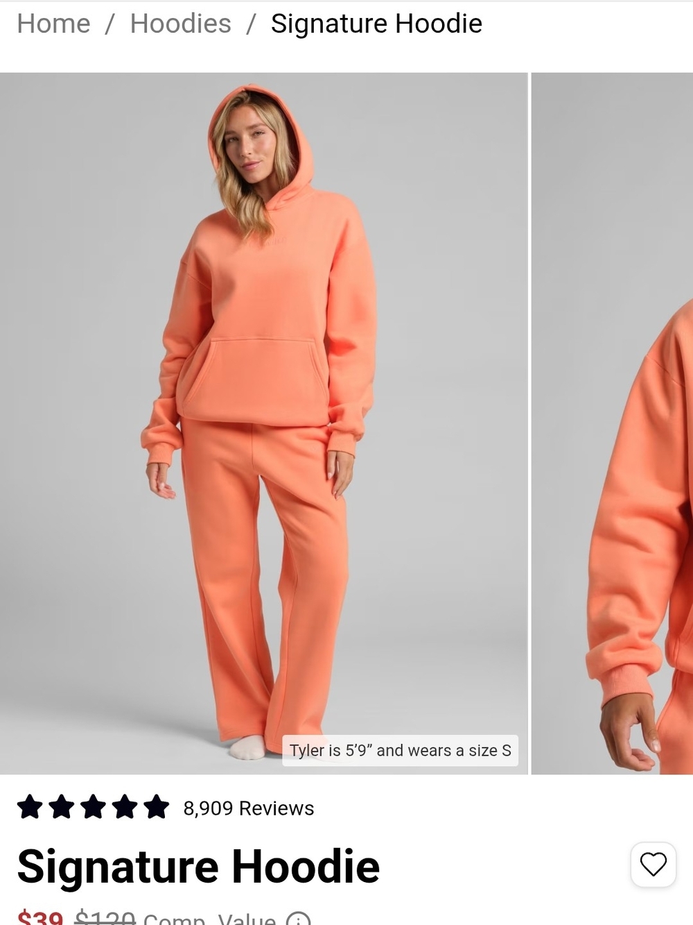 Set*** Coral Hoodie And Straight Leg Pant Large